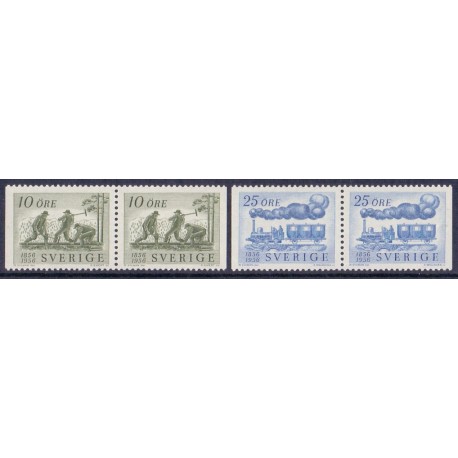 Sverige. 1956. Jernbanejubilæum 10-40 Øre, AFA nr. 424-26 **     postfrisk stemplet FDC st,