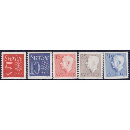 Sverige. 1957. Farveændringer og nye værdier, 5-80 Øre, AFA nr. 429-36 ** (8)    postfrisk stemplet FDC st,