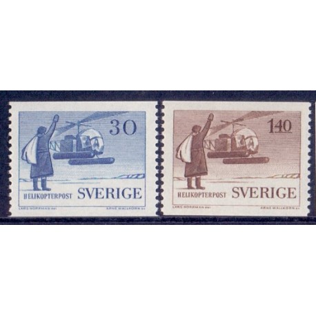 Sverige. 1958. 10 års helikopterpost, 30 Øre-1,40 kr. AFA nr. 440-41 **   postfrisk stemplet FDC st,