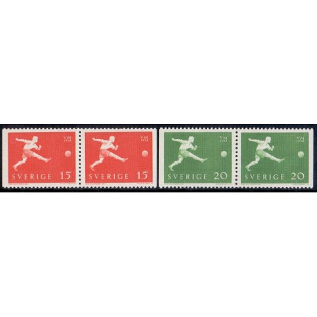 Sverige. 1958. WM i fodboldt. AFA nr. 444Cv-445Ch ** (2)   postfrisk stemplet FDC st,