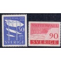 Sverige. 1959. Vandkraftværkerne 50 år. 30-90 Øre. AFA nr. 452-53 **    postfrisk stemplet FDC st,