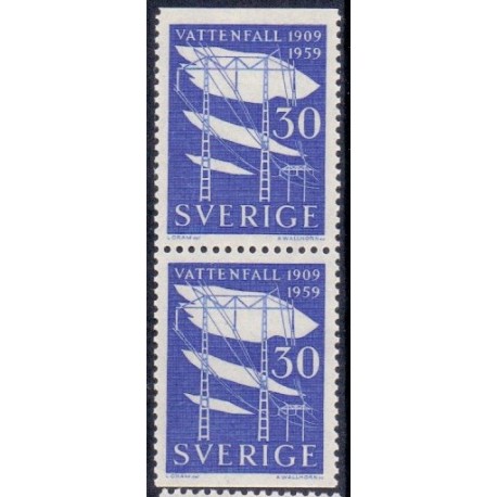 Sverige. 1959. Vandkraftværkerne 50 år. AFA nr. 452Co & 542Cn **    postfrisk stemplet FDC st,