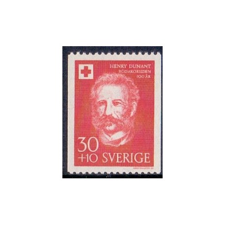 Sverige. 1959. Røde Kors Henri Dunant. 30+10 Øre. AFA nr. 454 **    postfrisk stemplet FDC st,
