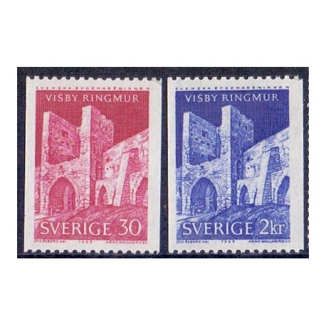 Sverige. 1965. Visby ringmur, 30-øre-2 kr. AFA nr. 537-38 **     postfrisk stemplet FDC st,