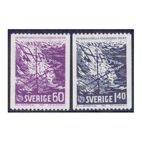 Sverige. 1965. UIT 100 år. 60 Øre-1,40 kr.  AFA nr. 540-41 **     postfrisk stemplet FDC st,