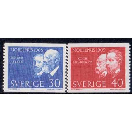 Sverige. 1965. Nobelpristager 1905. 30-40 Øre.  AFA nr. 548-49 **     postfrisk stemplet FDC st,