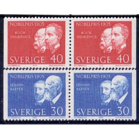 Sverige. 1965. Nobelpristager 1905. AFA nr. 548Cv-549ch ** (2)     postfrisk stemplet FDC st,