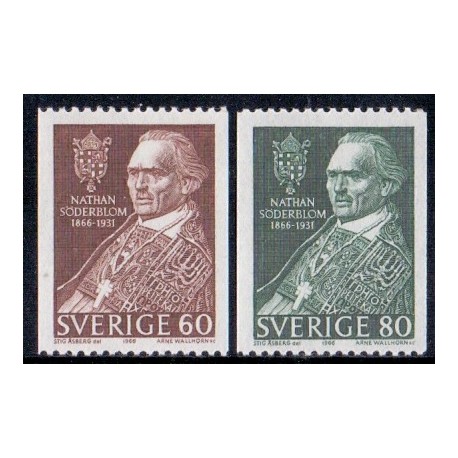 Sverige. 1966. Natan Söderblom. 60-80 Øre.  AFA nr. 550-51 **    postfrisk stemplet FDC st,