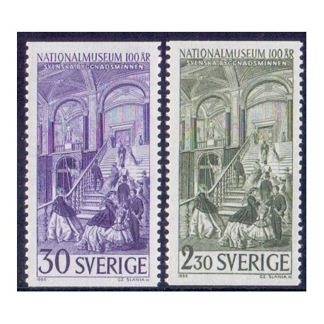 Sverige. 1966. Stockholm nationalmuseum. 30 Øre-2,30kr.  AFA nr. 555-56 **   postfrisk stemplet FDC st,