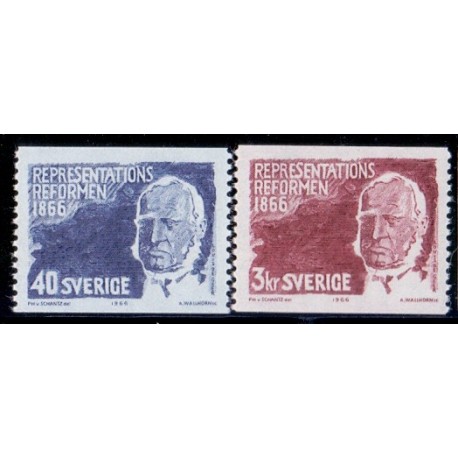 Sverige. 1966. Louis de Geer. 40 Øre-3,00 kr. AFA nr. 559-60 **   postfrisk stemplet FDC st,