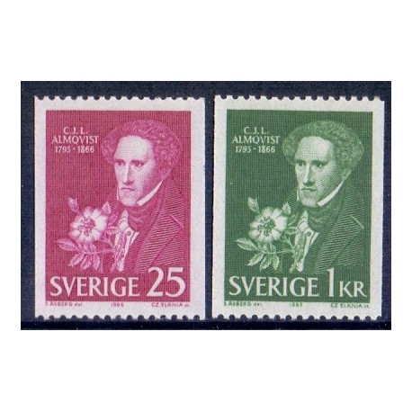 Sverige. 1966. C. J. L. Almqvist 25 Øre-1 kr. AFA nr 564-65 **  postfrisk stemplet FDC st,