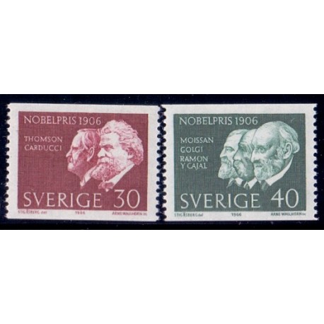 Sverige. 1966. Nobelpristager 1906, 25-40 Øre. AFA nr 572-73 **  postfrisk stemplet FDC st,