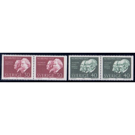 Sverige. 1966. Nobelpristager 1906, . AFA nr 572Cv-573Ch ** (2 par)  postfrisk stemplet FDC st,