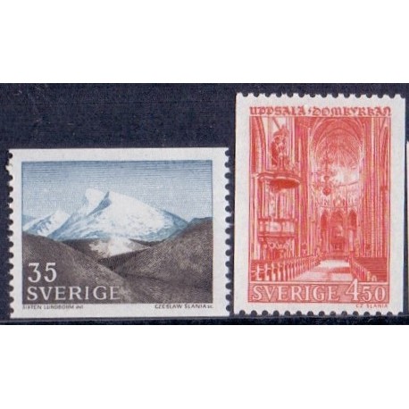 Sverige. 1967. Fjeldlandskab og Uppsala domkirke 35 Øre-4,50 kr. AFA nr 581-82  **  postfrisk stemplet FDC st,