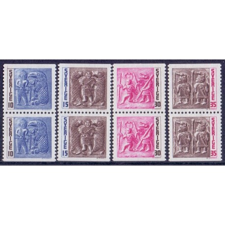 Sverige. 1967. Bronzekunst. 586Co-589Cn ** (4 par)    postfrisk stemplet FDC st,