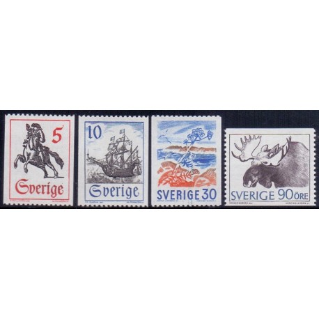 Sverige. 1967. Posthistorie og natur, 5-90 Øre AFA nr. 596-99 **    postfrisk stemplet FDC st,
