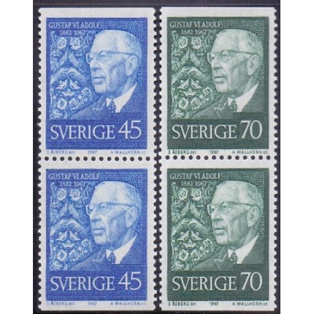 Sverige. 1967. Kong Gustav VI,  AFA nr. 600Co-601ch ** (2 par)   postfrisk stemplet FDC st,