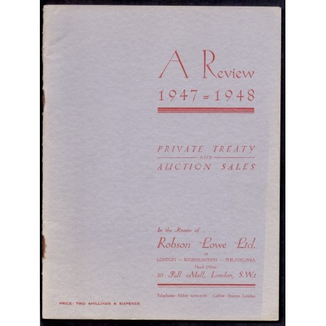 Auktionskatalog. A Review 1947-1948 Private Treaty fra Robson Love Ltd. med meget England og kolonier, VF