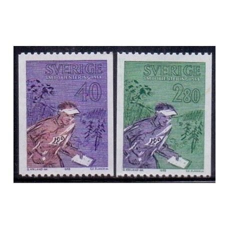 Sverige. 1968. VM i orientering, 40 Øre-2,80 kr. AFA nr. 622-23 **     postfrisk stemplet FDC st,