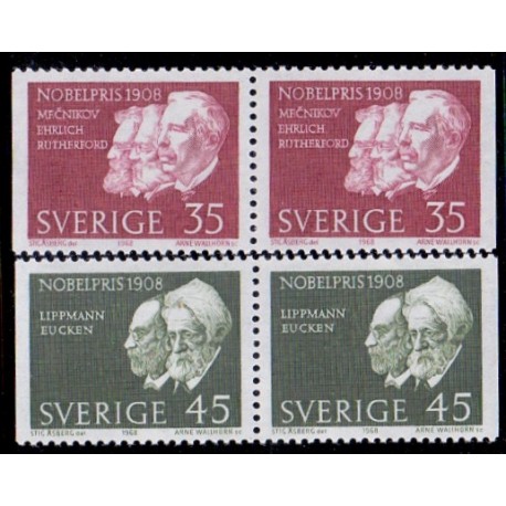 Sverige. 1968. Nobelpristager 1908, AFA nr. 632Cv-633Ch **    postfrisk stemplet FDC st,
