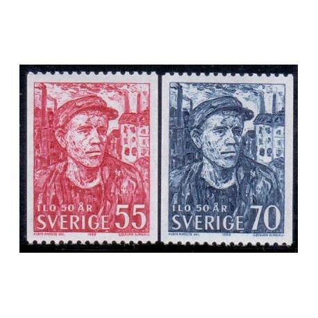 Sverige. 1969. I. L. O. 50 år, 55-70 Øre, AFA nr. 638-39 **     postfrisk stemplet FDC st,