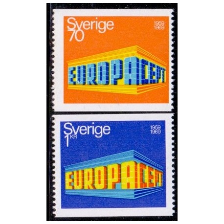 Sverige. 1969. Europamærker / CEPT, 70 Øre-1 kr, AFA nr. 640-41 **     postfrisk stemplet FDC st,
