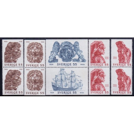 Sverige. 1969. Wasa regalskib, AFA nr. 650Co-654Cn ** (5)    postfrisk stemplet FDC st,