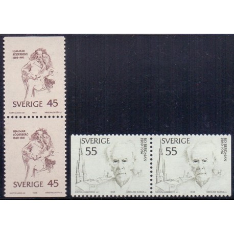 Sverige. 1969. Forfattere, AFA nr. 659Co-660Ch ** (2 par)    postfrisk stemplet FDC st,