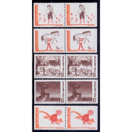 Sverige. 1969. Svenske eventyr, AFA nr. 663Cv-667Ch ** (5 par)     postfrisk stemplet FDC st,