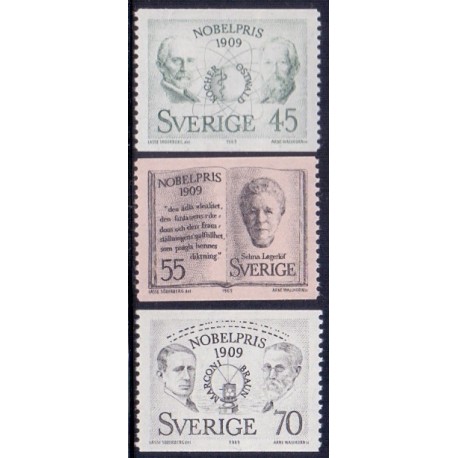 Sverige. 1969. Nobelpristager 1909, 45-70 Øre, AFA nr. 668-70 **     postfrisk stemplet FDC st,