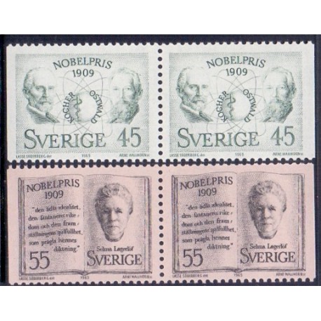Sverige. 1969. Nobelpristager 1909, AFA nr. 668Cv-669Ch ** (2 par)    postfrisk stemplet FDC st,