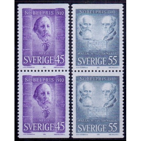 Sverige. 1970. Nobelpristagere 1910. AFA nr. 703Co-704Cn ** (2 par)    postfrisk stemplet FDC st,