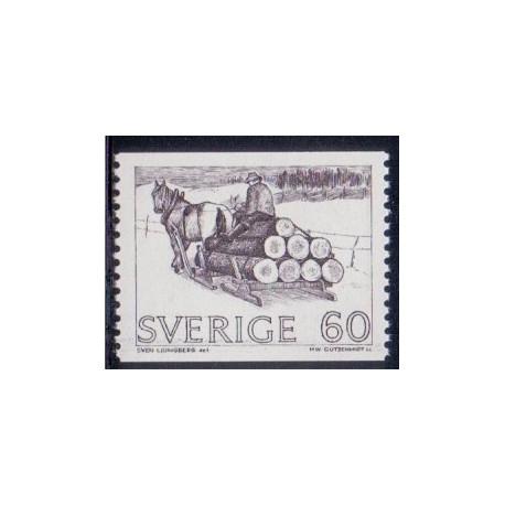 Sverige. 1976. Tømmertransport, 60 Øre. ALM papir AFA nr. 717uF **    postfrisk stemplet FDC st,