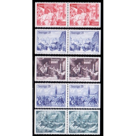 Sverige. 1971. Julefrimærker. AFA nr. 735Cv-739Ch ** (5 par) postfrisk stemplet FDC st,