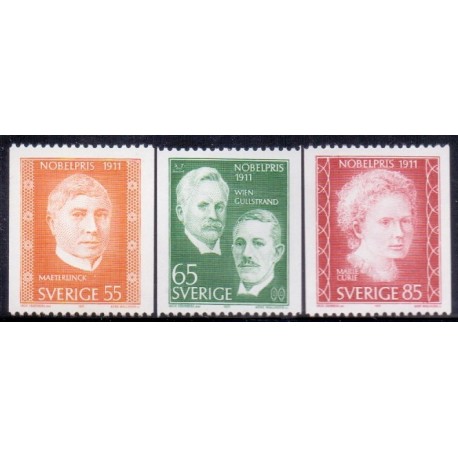 Sverige. 1971. Nobelpristager 1911, 55-85 Øre. AFA nr. 740-42 **  postfrisk stemplet FDC st,