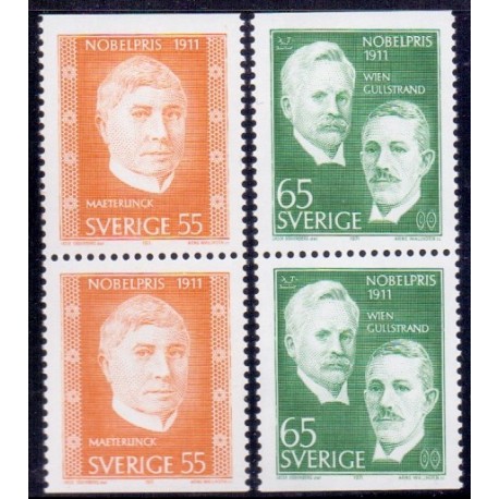 Sverige. 1971. Nobelpristager 1911. AFA nr. 740Co-741Cn ** (2 par)  postfrisk stemplet FDC st,