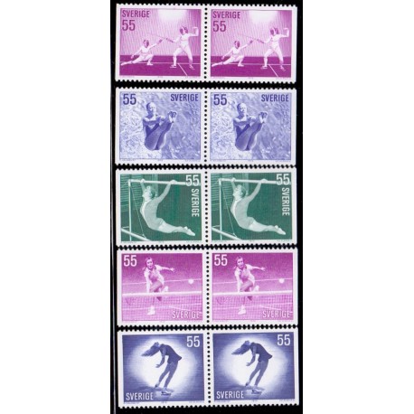 Sverige. 1972. Kvindeidræt. AFA nr. 747Cv-751Ch ** (5 par)  postfrisk stemplet FDC st,