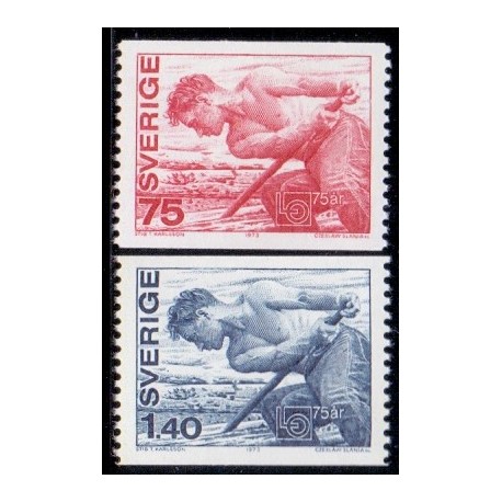 Sverige. 1973. Landsorganisationen. 75 Øre-1,40 kr. AFA nr. 805-06 **   postfrisk stemplet FDC st,