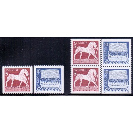 Sverige. 1973. Motiver fra billedstene. 5-10 Øre. ALM papirAFA nr. 810uF-811ChuF ** (2 par + 2)   postfrisk stemplet FDC st,