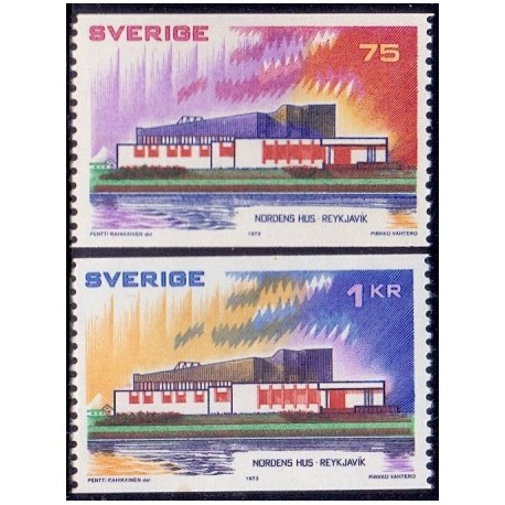 Sverige. 1973. Nordens Hus. 75 Øre-1 kr, AFA nr. 814-15 **    postfrisk stemplet FDC st,