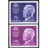 Sverige. 1973. Mindeudgave for Kong Gustav VI. 75 Øre-1 kr, AFA nr. 821-22 **    postfrisk stemplet FDC st,