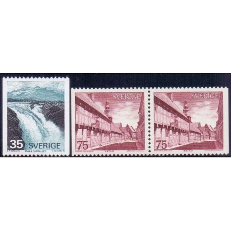 Sverige. 1974. Sjöfall og Ystad, 35-75 Øre. AFA nr. 850-51Ch ** (1 par+1)   postfrisk stemplet FDC st,