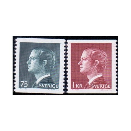 Sverige. 1974.. Kong Carl XVI, 75 Øre-1 kr. AFA nr. 858-59**   postfrisk stemplet FDC st,