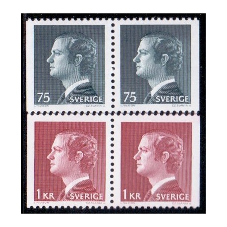 Sverige. 1974.. Kong Carl XVI, parstykke AFA nr. 858Cv-859Cn ** (2 par)    postfrisk stemplet FDC st,
