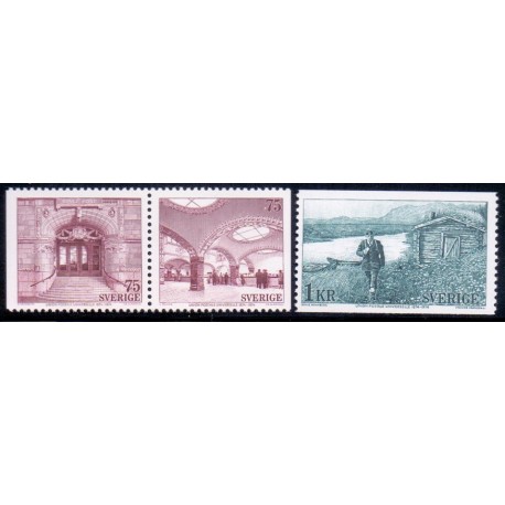 Sverige. 1974. Verdenspostunionen 100 år. AFA nr. 860Cv-862 ** (1 par+1)    postfrisk stemplet FDC st,