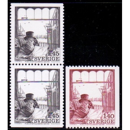 Sverige. 1974. Publicistklubben 45 Øre-1,40 kr. AFA nr. 870Co-871 ** (1 par+1)    postfrisk stemplet FDC st,
