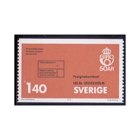 Sverige. 1975. Postgirotjensten. 1,40 kr.AFA nr. 897 **     postfrisk stemplet FDC st,