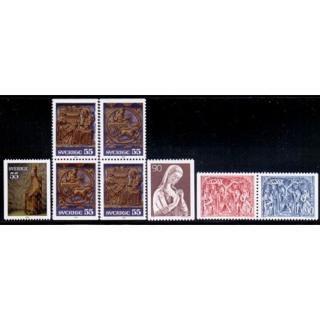 Sverige. 1975. Julefrimærker. komplet AFA nr. 932-37Ch ** (3 par+2)    postfrisk stemplet FDC st,