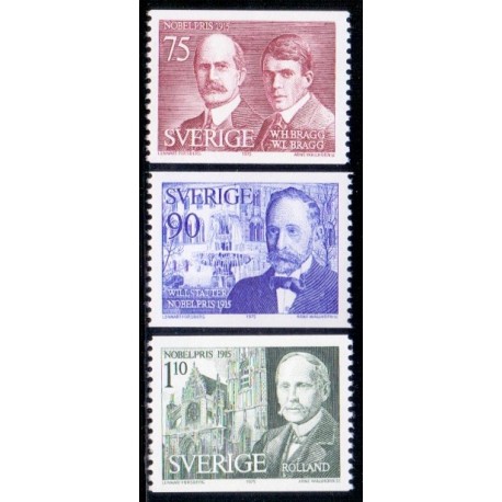 Sverige. 1975. Nobelpristagere 1915 75 Øre-1,10 Kr. AFA nr. 938-40 **    postfrisk stemplet FDC st,