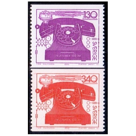 Sverige. 1976. Telefonen 100 år. 1,30-3,40 Kr. AFA nr. 943-44 **   postfrisk stemplet FDC st,
